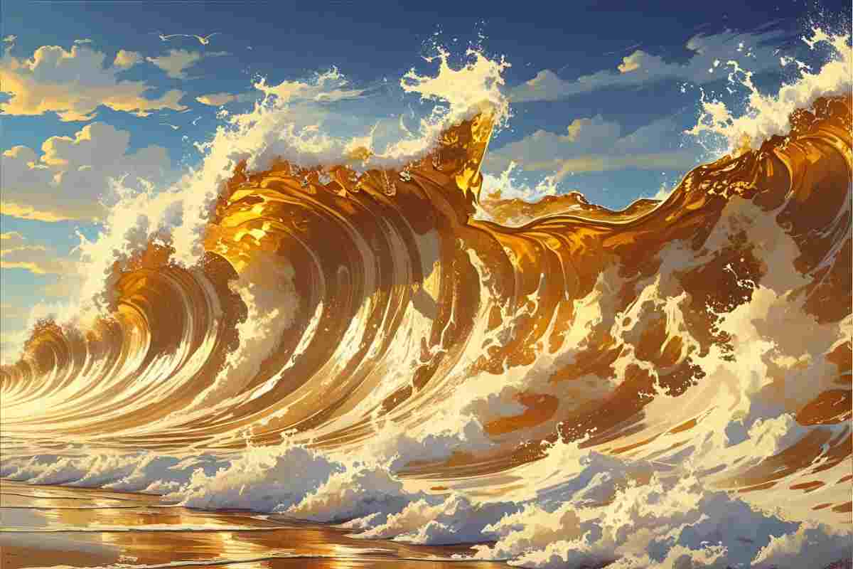immagine grafica di uno tsunami di birra